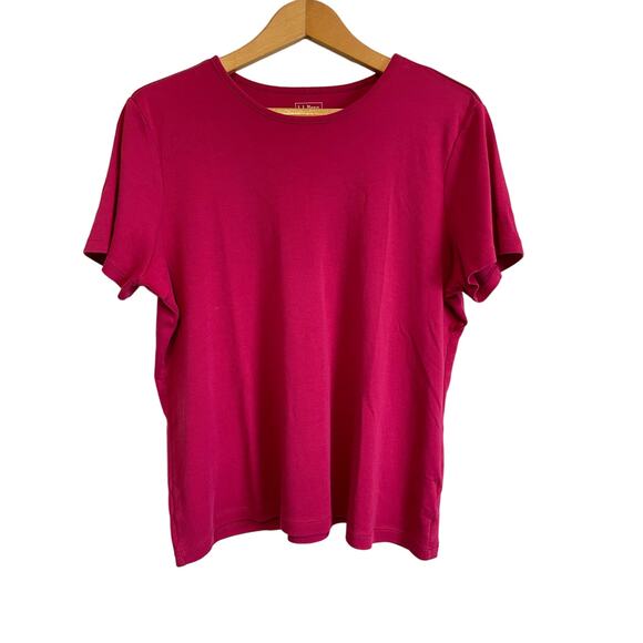 LL Bean short sleeve cotton tee pink solid top basic normal stretch Size XL - Picture 1 of 4